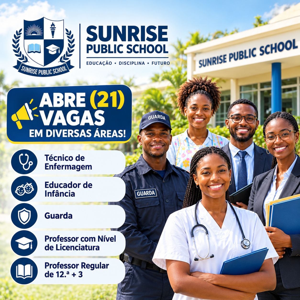 A Escola Sunrise Abre (21) Vagas em Diversas Áreas!